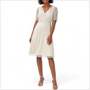 Adrianna Papell Cream Embellished Dress